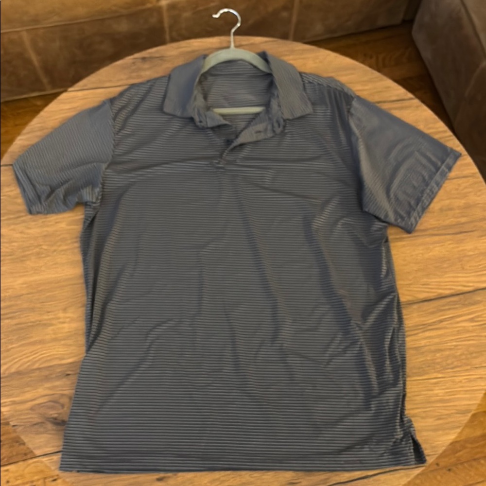 Men's Gray Striped Polo Shirt